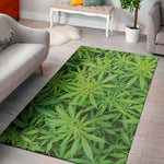Green Pot Leaf Print Area Rug