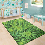 Green Pot Leaf Print Area Rug