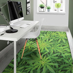 Green Pot Leaf Print Area Rug