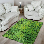 Green Pot Leaf Print Area Rug