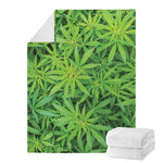 Green Pot Leaf Print Blanket
