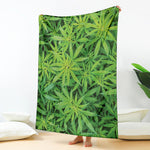 Green Pot Leaf Print Blanket