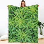 Green Pot Leaf Print Blanket