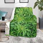 Green Pot Leaf Print Blanket