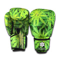 Green Pot Leaf Print Boxing Gloves
