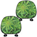 Green Pot Leaf Print Car Headrest Covers
