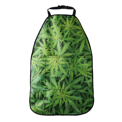 Green Pot Leaf Print Car Seat Organizers