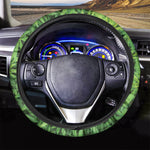 Green Pot Leaf Print Car Steering Wheel Cover