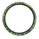 Green Pot Leaf Print Car Steering Wheel Cover