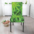 Green Pot Leaf Print Dining Chair Slipcover
