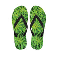 Green Pot Leaf Print Flip Flops
