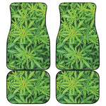 Green Pot Leaf Print Front and Back Car Floor Mats