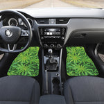 Green Pot Leaf Print Front and Back Car Floor Mats