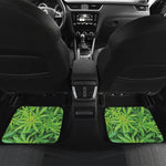Green Pot Leaf Print Front and Back Car Floor Mats