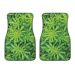 Green Pot Leaf Print Front Car Floor Mats