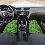 Green Pot Leaf Print Front Car Floor Mats