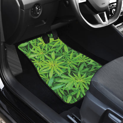 Green Pot Leaf Print Front Car Floor Mats