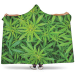 Green Pot Leaf Print Hooded Blanket