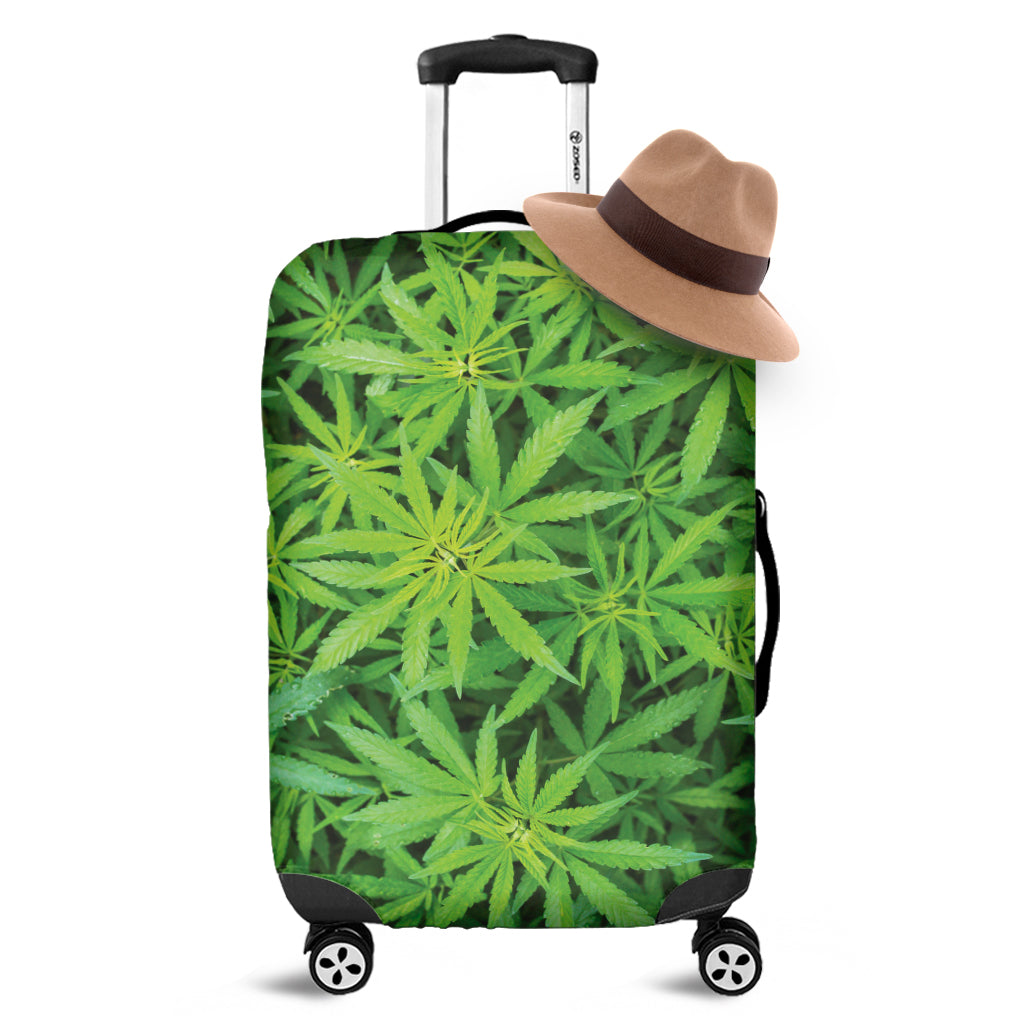 Green Pot Leaf Print Luggage Cover