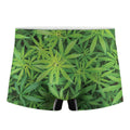 Green Pot Leaf Print Men's Boxer Briefs
