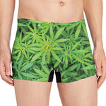 Green Pot Leaf Print Men's Boxer Briefs
