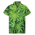Green Pot Leaf Print Men's Short Sleeve Shirt