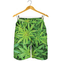 Green Pot Leaf Print Men's Shorts