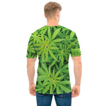 Green Pot Leaf Print Men's T-Shirt