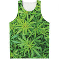 Green Pot Leaf Print Men's Tank Top