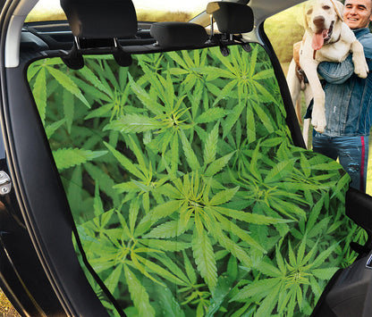Green Pot Leaf Print Pet Car Back Seat Cover