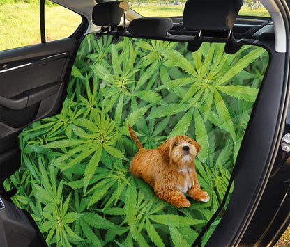 Green Pot Leaf Print Pet Car Back Seat Cover