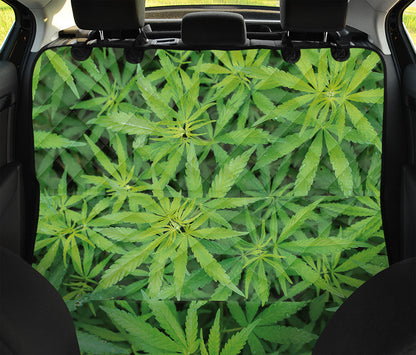 Green Pot Leaf Print Pet Car Back Seat Cover