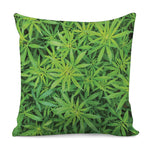 Green Pot Leaf Print Pillow Cover