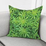 Green Pot Leaf Print Pillow Cover