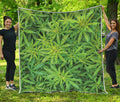 Green Pot Leaf Print Quilt