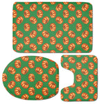 Green Pumpkin Pattern Print 3 Piece Bath Mat Set