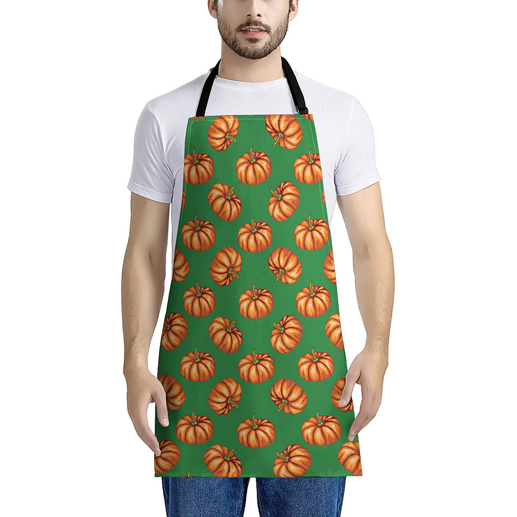 Green Pumpkin Pattern Print Apron