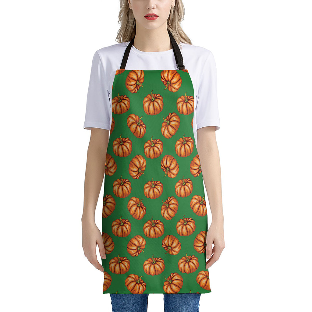 Green Pumpkin Pattern Print Apron