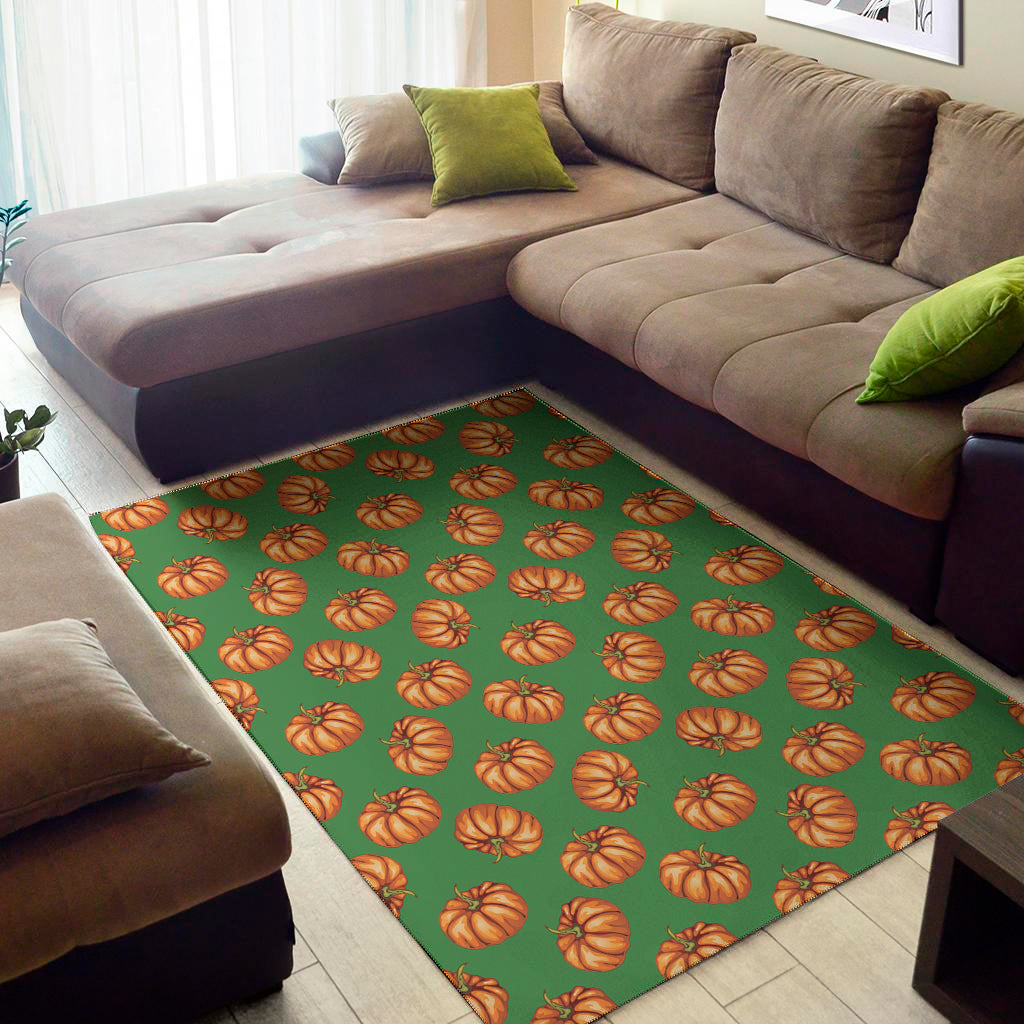 Green Pumpkin Pattern Print Area Rug