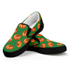 Green Pumpkin Pattern Print Black Slip On Shoes