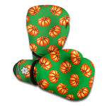 Green Pumpkin Pattern Print Boxing Gloves