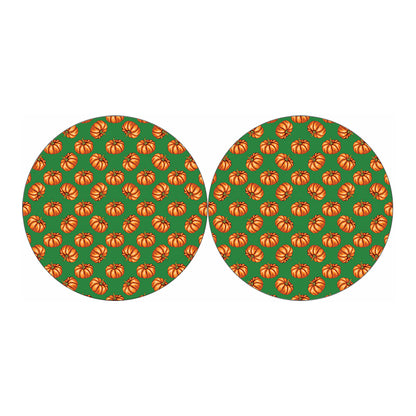 Green Pumpkin Pattern Print Car Coasters