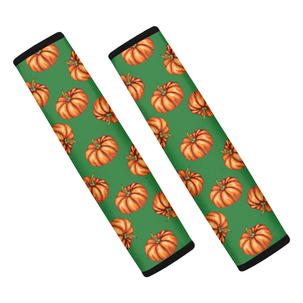 Green Pumpkin Pattern Print Car Seat Belt Covers