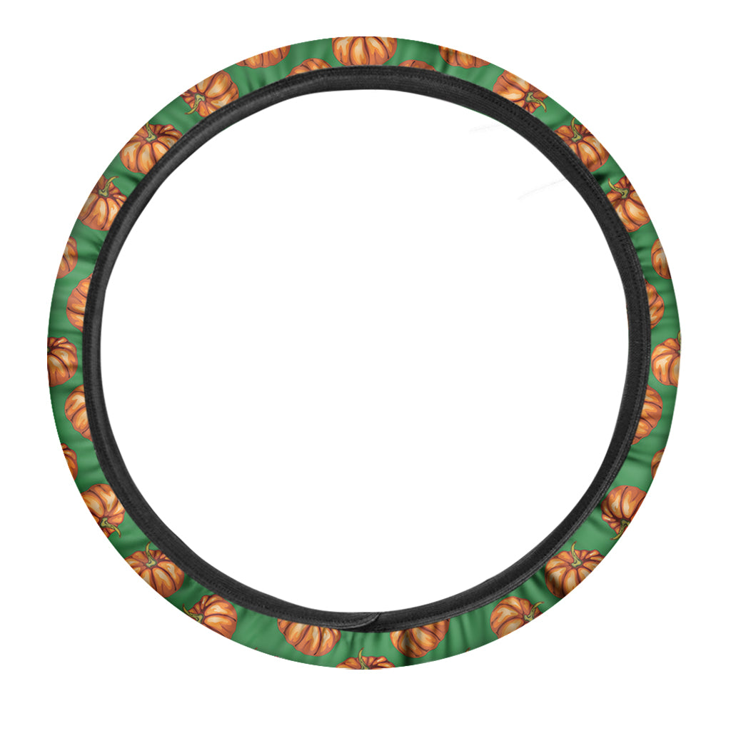 Green Pumpkin Pattern Print Car Steering Wheel Cover