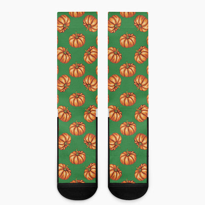 Green Pumpkin Pattern Print Crew Socks