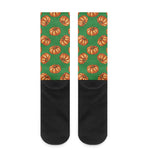 Green Pumpkin Pattern Print Crew Socks
