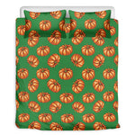 Green Pumpkin Pattern Print Duvet Cover Bedding Set
