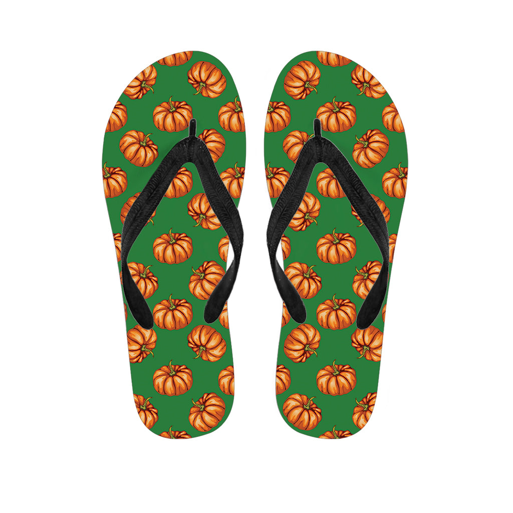 Green Pumpkin Pattern Print Flip Flops