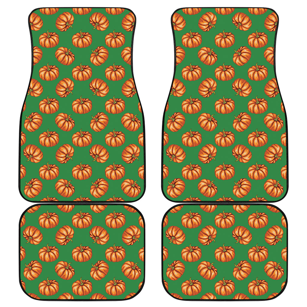 Green Pumpkin Pattern Print Front and Back Car Floor Mats