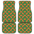 Green Pumpkin Pattern Print Front and Back Car Floor Mats